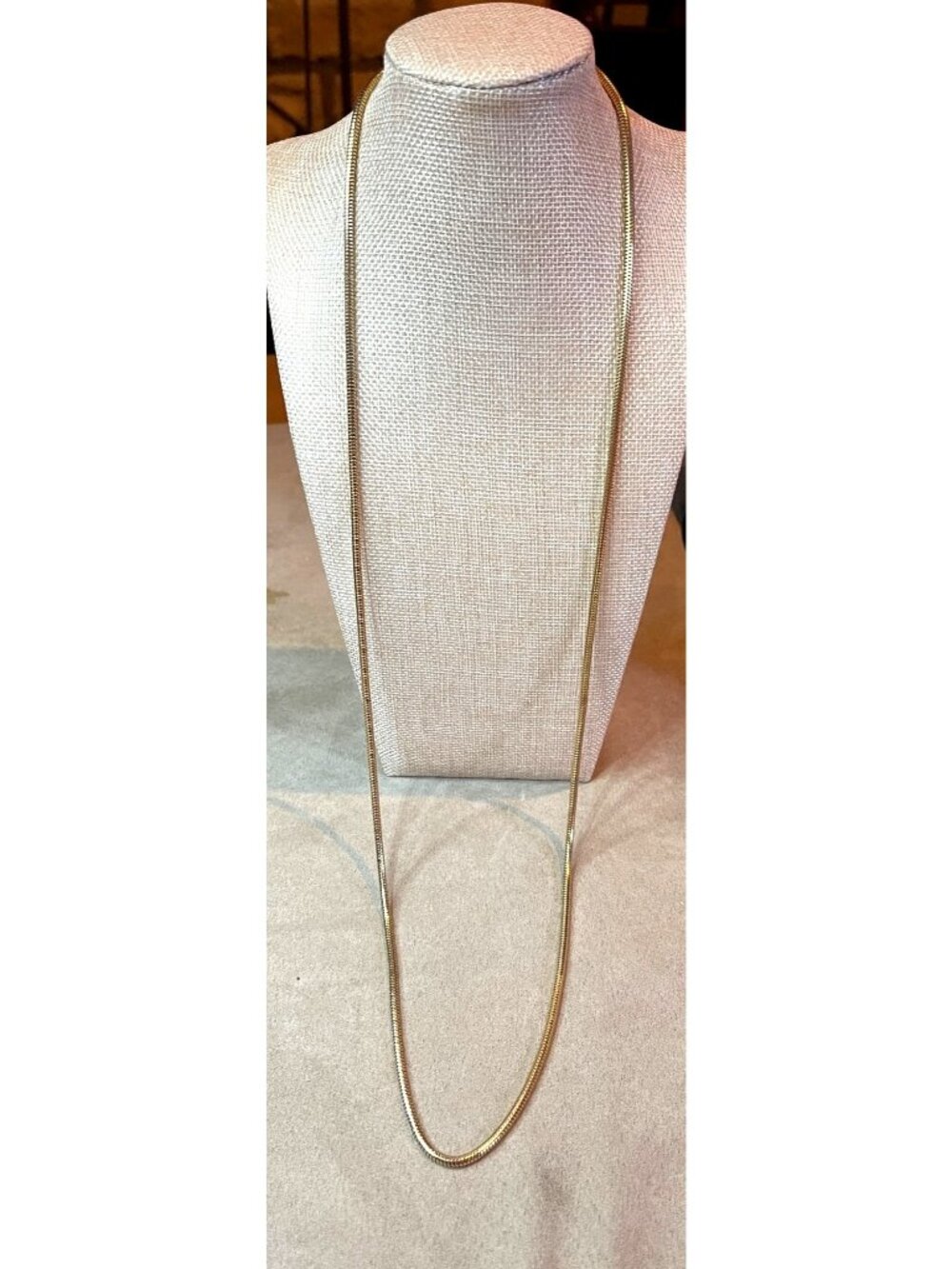 Vintage 70s Sarah Coventry Long Gold Tone Snake Chain Necklace MCM 36 Inch